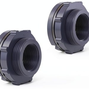 ChillWaves PVC Bulkhead Fitting 2in Thread Adapter for Tanks Gray-0