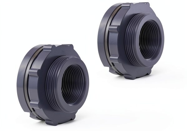 ChillWaves PVC Bulkhead Fitting 2in Thread Adapter for Tanks Gray-0