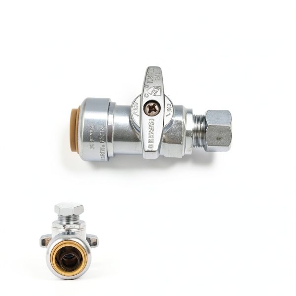 1/2" PTC x 3/8" OD Straight Stop Valve by KAINGA Brass Push‑Fit 2 Pack-1