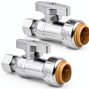 1/2" PTC x 3/8" OD Straight Stop Valve by KAINGA Brass Push‑Fit 2 Pack-0