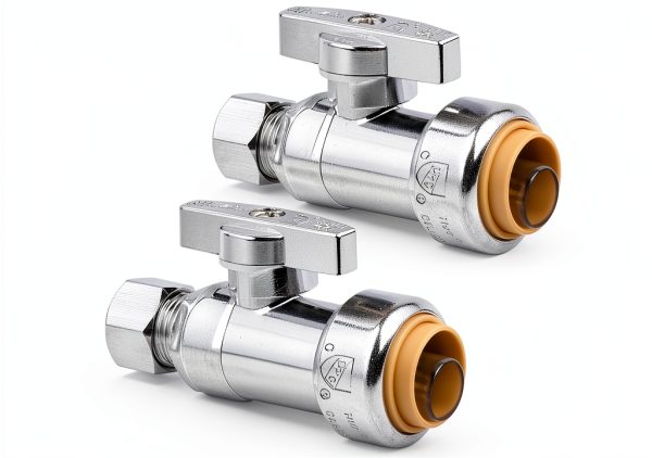 1/2" PTC x 3/8" OD Straight Stop Valve by KAINGA Brass Push‑Fit 2 Pack-0