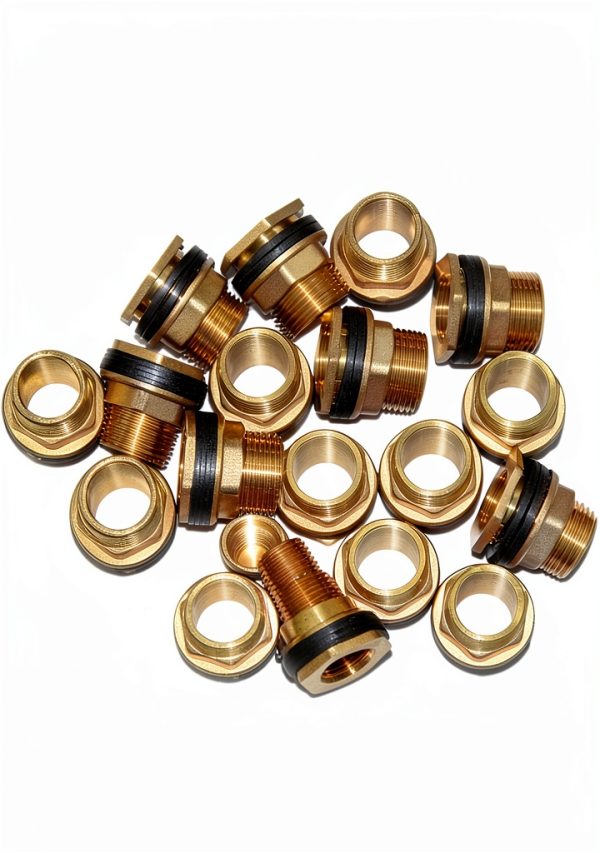 Joywayus 1/2" Female 3/4" Male Soild Brass Water Tank Connector Theaded Bulkhead Fitting With 2 Rubber Rings Stablizing-6