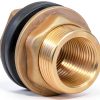 Joywayus 1/2" Female 3/4" Male Soild Brass Water Tank Connector Theaded Bulkhead Fitting With 2 Rubber Rings Stablizing-2