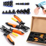 Push to Connect Fittings Air Line Disconnect Tool Kit Push Fitting Removal Tool for 1/4”, 5/16”, 3/8”, 1/2” (6mm, 8mm,10mm,12mm) Quick Connect Release Pliers with 15 Pcs Pneumatic Fittings-0