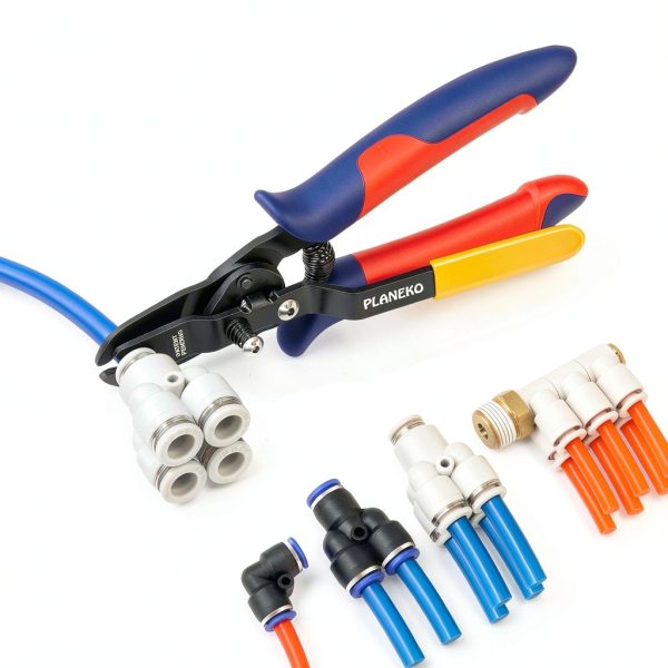 PLANEKO Air Line Pliers Push to Connect Fitting Disconnect Tool for 1/4" 5/16" Pneumatic Hose Quick Connect Fittings Removing Air Line Removal Tool Hose Release Pliers for 6mm 8mm Push Fit Connector-1