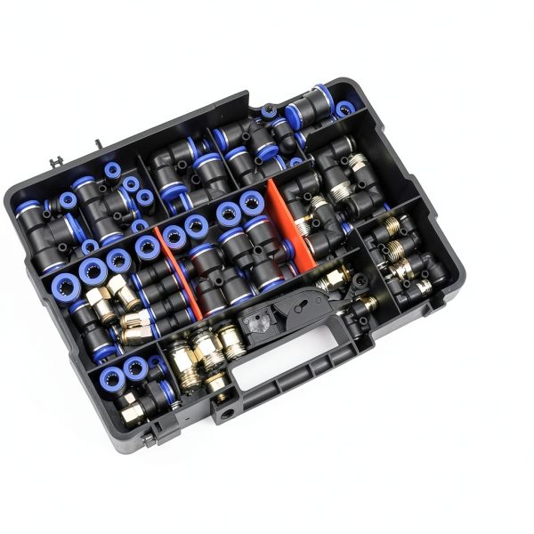 mxuteuk 116PCS Air Line Quick Connect Fittings,1/8",1/4",5/16",3/8",1/2",4/6/8/10mm OD Push to Connect Fittings,Quick Connect Air Hose Fitting,Quick Release Pneumatic Kit-4
