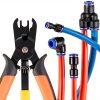Push to Connect Fittings Air Line Disconnect Tool Kit Push Fitting Removal Tool for 1/4”, 5/16”, 3/8”, 1/2” (6mm, 8mm,10mm,12mm) Quick Connect Release Pliers with 15 Pcs Pneumatic Fittings-1