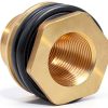 Joywayus 1/2" Female 3/4" Male Soild Brass Water Tank Connector Theaded Bulkhead Fitting With 2 Rubber Rings Stablizing-3