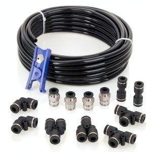 Hromee Air Line Tubing Kit 1/4" PU Tube with Push-to-Connect Fittings-0
