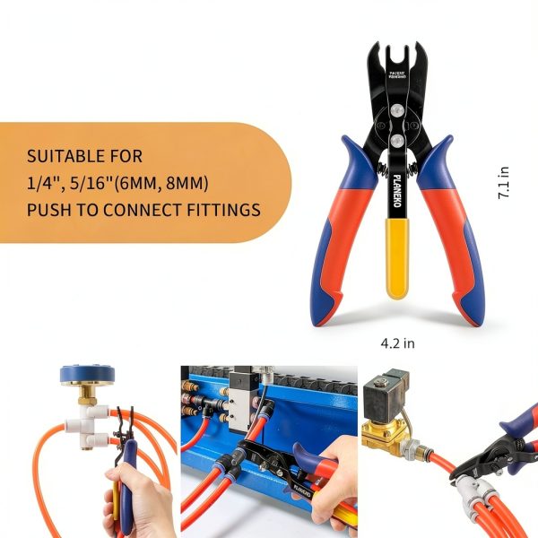 PLANEKO Air Line Pliers Push to Connect Fitting Disconnect Tool for 1/4" 5/16" Pneumatic Hose Quick Connect Fittings Removing Air Line Removal Tool Hose Release Pliers for 6mm 8mm Push Fit Connector-4
