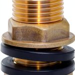 Joywayus 1/2" Female 3/4" Male Soild Brass Water Tank Connector Theaded Bulkhead Fitting With 2 Rubber Rings Stablizing-0
