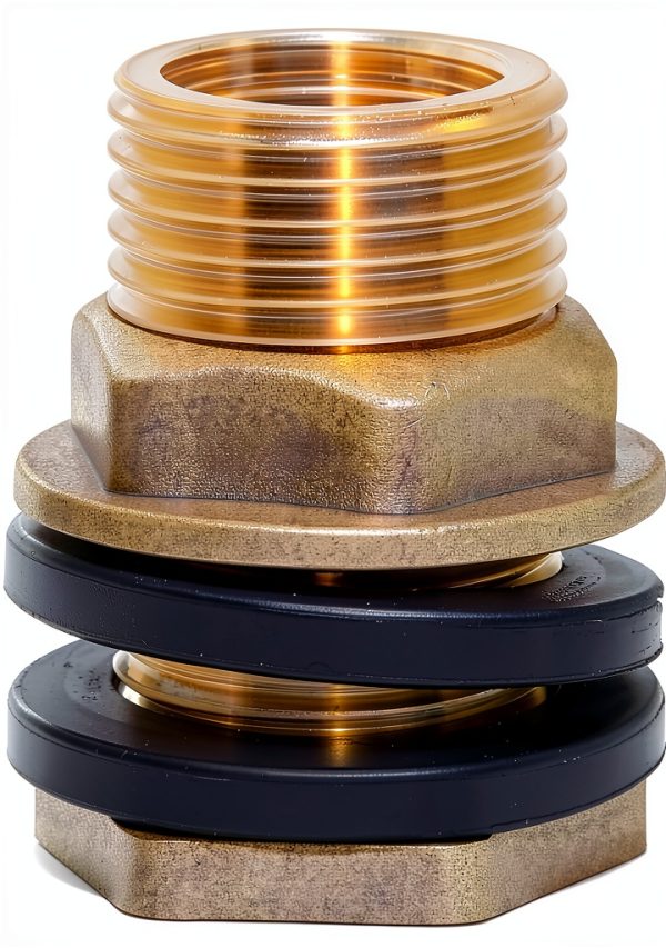 Joywayus 1/2" Female 3/4" Male Soild Brass Water Tank Connector Theaded Bulkhead Fitting With 2 Rubber Rings Stablizing-0