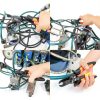 Push to Connect Fittings Air Line Disconnect Tool Kit Push Fitting Removal Tool for 1/4”, 5/16”, 3/8”, 1/2” (6mm, 8mm,10mm,12mm) Quick Connect Release Pliers with 15 Pcs Pneumatic Fittings-6
